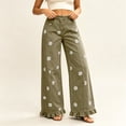 thumbnail image 7 of Axiiglly Wide Leg Jeans for Women High Waisted Straight Ruffle Hem Jeans with Pockets Vintage Baggy Trendy Denim Pants, S-3XL, 7 of 7