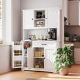 thumbnail image 3 of Aiho Kitchen Pantry Cabinet with Countertop Kitchen Hutch Storage Cabinet 67" Tall Pantry Coffee Bar with Storage, Modern Kitchen Hutch with Microwave Stand for Dining Room, Kitchen - White, 3 of 6