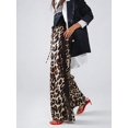thumbnail image 4 of Women'S Cheetah Print Wide Leg Baggy Pants Y2k Side Loose Streetwear Trousers Brown &, 4 of 8