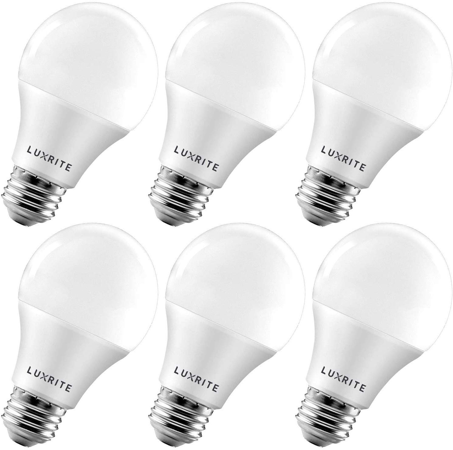 grillen Kan niet lezen of schrijven Afhankelijkheid Luxrite A19 LED Dimmable Light Bulb 9W (60W Equivalent) 3000K Warm White,  800 Lumens, E26, 6 Packs - Walmart.com