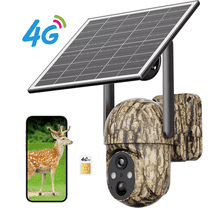 Conico 4G LTE Solar Cellular Trail Camera, Game Hunting Wildlife Deer Wireless Camera with  2K Color Night Vision, PIR Motion Detection, 360° PTZ View, Outdoor Security Cam