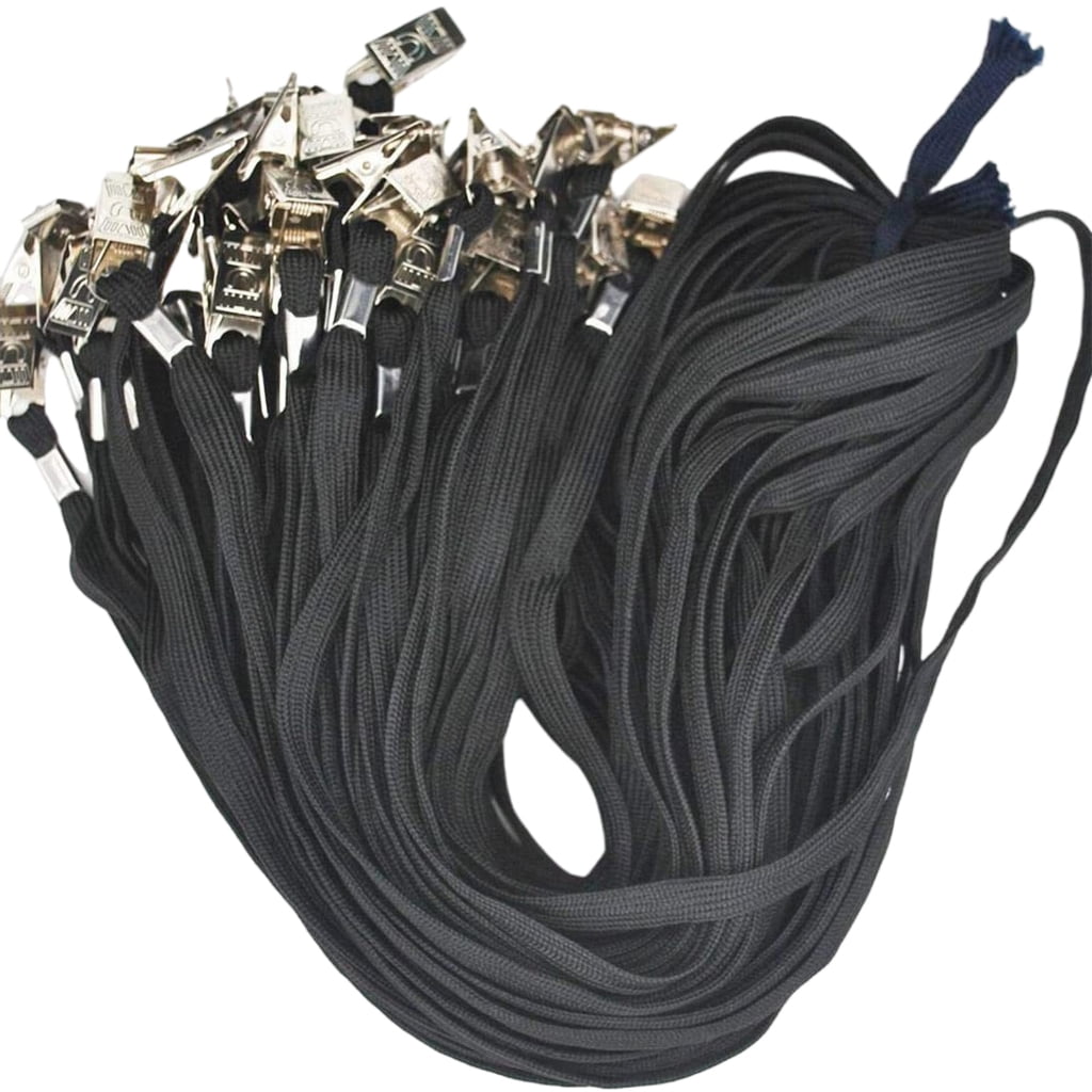 100 Pcs Flat Neck Lanyard Neck Straps Lanyard with Clip Black Lanyards for Teens