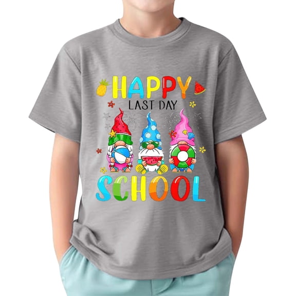 Hihipz Big Boys Graphic T Shirt End Of School Print Tees Graduation Casual Stylish Daily Wear Tops,Sizes 8-9