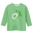 thumbnail image 3 of XUNKUSGA St. Patrick's Day Girls Tops 3-12Y Classic Crewneck 3/4 Sleeve Tee Tops Cute Saint Patricks Day Printed Girls Blouse Casual Pullover Tops Trendy Shamrock Graphic Kids Tops Green, 3 of 4