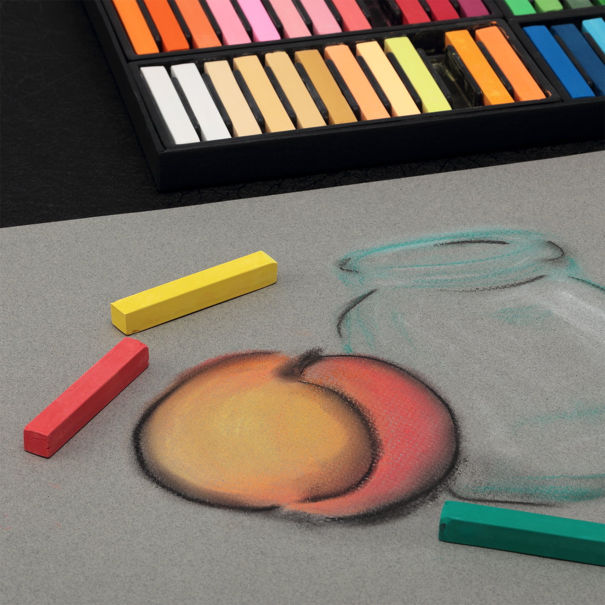 Jerry's Artarama Exclusive Soft Pastel Sketch Square Bundles - Includes Half-Stick Pastel Set, Transition Brushes, & Kneaded Eraser - Set of 72