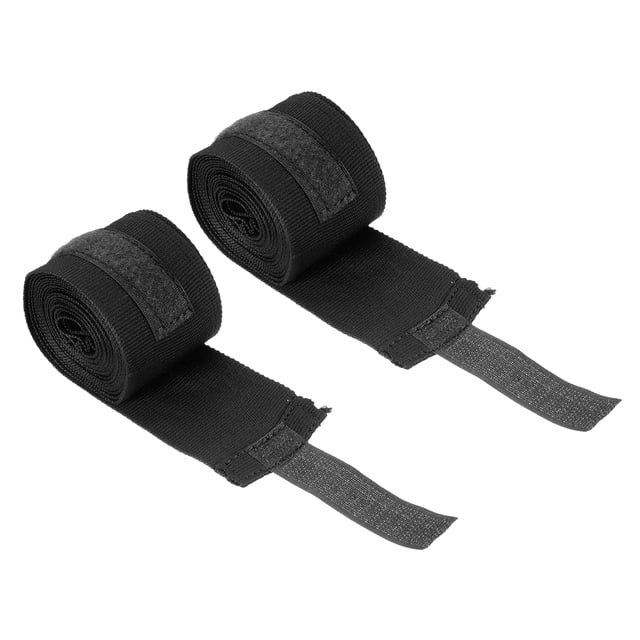 Vendas de Boxeo Uxcell de 98" de Longitud, Bandas Elásticas para Artes Marciales, Paquete de 2 para Kickboxing, Negro