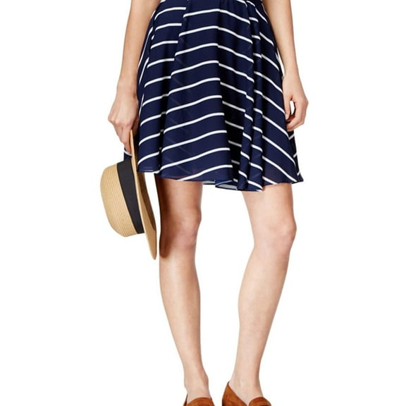 maison Jules Womens Striped Circle A-line Skirt, Blue, XX-Small