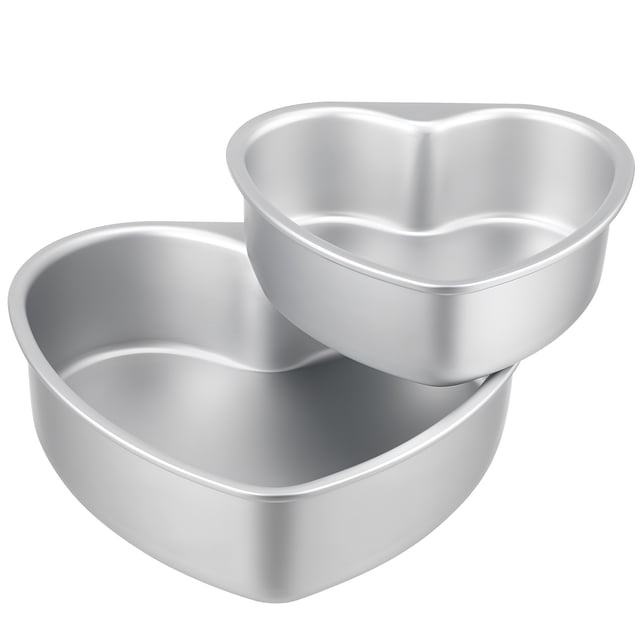2 moldes de aluminio con forma de corazón para tartas, para bodas y fiestas de cumpleaños.