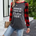 thumbnail image 2 of Pompotops T-Shirt à Manches Longues pour Femmes, Mode Décontractée, Col Brocheté Imprimé à Carreaux, 2 of 4