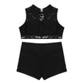 thumbnail image 4 of JanJean Kids Girls' Two Pieces Athletic Dancewear Floral Lace Splice Crop Top Booty Shorts Sleeveless Black 10, 4 of 7