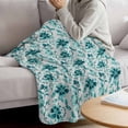 thumbnail image 3 of Aqua Flower Blanket Soft Cozy Warm Throw Blanket for Couch, Plush Fuzzy Flannel Fleece Blankets for Sofa, Country Watercolor Floral Vintage Plant Bed Blankets Lightweight Gifts for Women, 50"x60", 3 of 9