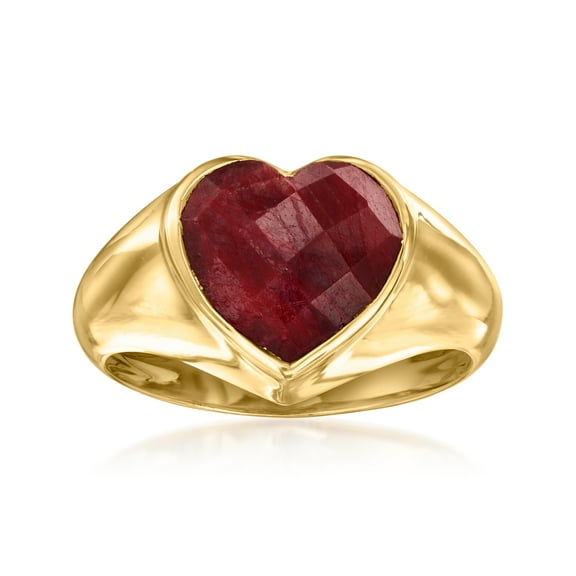 Ross-Simons 4.90 Carat Ruby Heart Ring in 18kt Gold Over Sterling, Women's, Adult