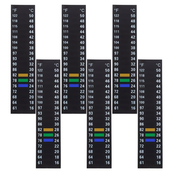 12Pcs Aquarium Thermometer Strip Fish Thermometer Sticker 61-122℉(16-50°C) Adhesive Temperature Sticker Digital Display Strips for Aquariums Brewing Wine Beer Kombucha (3.54" x 0.79")