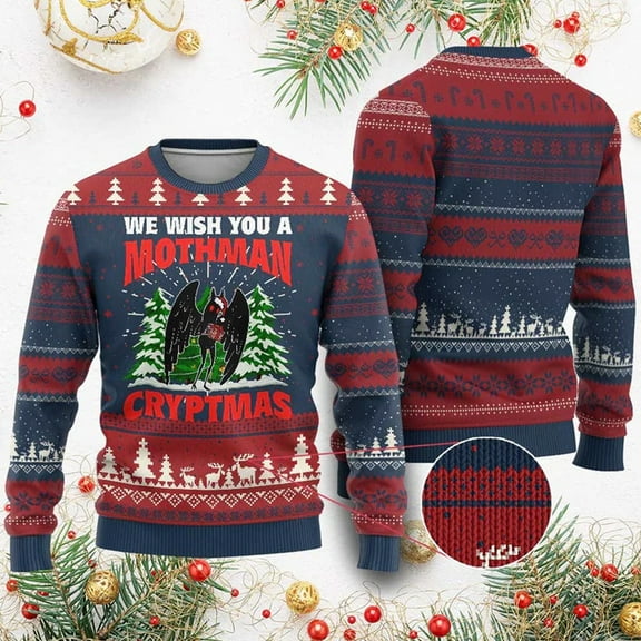 We Wish You A Mothman Cryptmas 3D Christmas Sweater