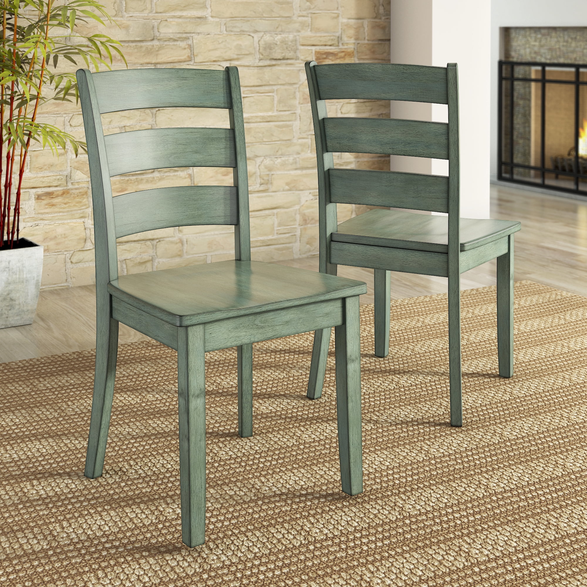 Lexington 5-Piece Dining Set with 48 Dining Table and 4 Ladder Back Chairs, Antique Sage