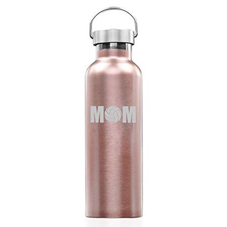 

Rose Gold Double Wall Vacuum Insulated Stainless Steel Tumbler Travel Mug MOM Volleyball (25 oz Water Bottle)