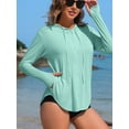 thumbnail image 4 of Charmo T-Shirt anti-UV à Capuche pour Femmes, Manches Longues, Protection UV, Fermeture Éclair, Chandails de Bain avec Poches, Randonnée, Course, Pêche, Hauts, 4 of 7