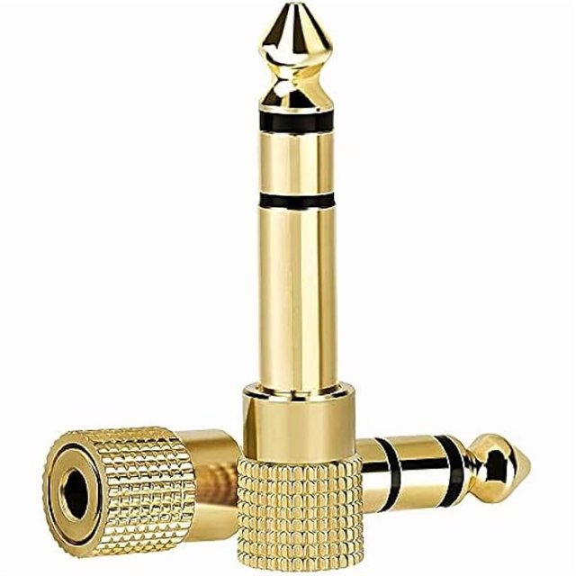 Chenchen 6.35mm (1/4 inch) Male to 3.5mm (1/8 inch) Female Stereo Audio Headphone TRS Jack Cable Converter,Gold Plated Copper 2 Pack