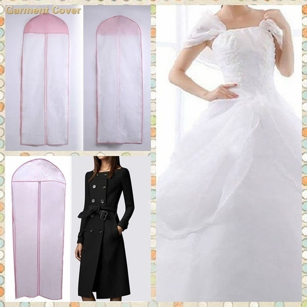 Breathable Garment Bag For Wedding Dresses White 180 Cm