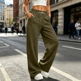 thumbnail image 4 of HomeDM Women's Sweatpants with Pockets Drawstring Wide Leg Army Green Athletic Lounge Pants Size 2XL, 4 of 7