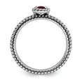 thumbnail image 2 of Sterling Silver Stackable Expressions Checker-cut Garnet Antiqued Ring - Size 6, 2 of 3