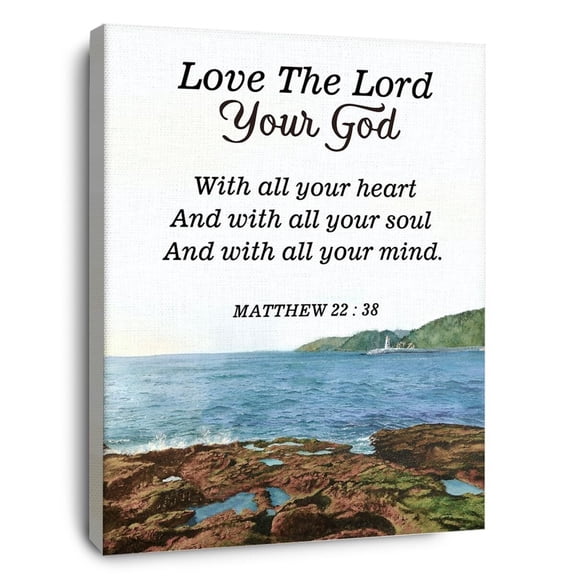 Christian Bible Scripture Matthew 22:38 Love the Lord Your God Canvas Wall Art Prints Decoration for Home Bedroom Living Room Church,Christians Gifts
