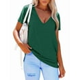 thumbnail image 4 of ONLYSHE Womens Summer V Neck T Shirts Short Sleeve Loose Fit Basic Tunic Tops Blouse, 4 of 5