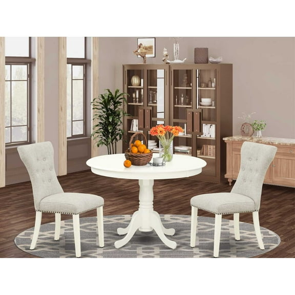 East West Furniture Dining Room Set Linen White, HLGA3-LWH-35
