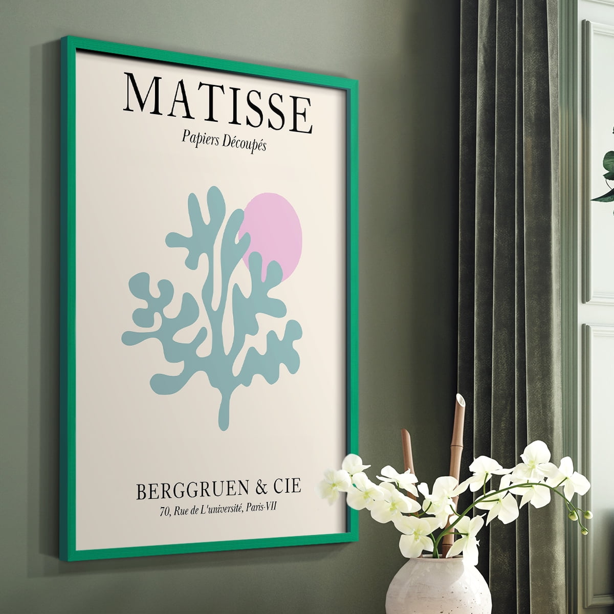 Matisse DV Framed Print in Green Solid Wood Framed Print No Nail Hanging