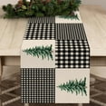 thumbnail image 5 of Black White Buffalo Plaid Check Table Runner, Pine Tree Tabletop Scarf Home Kitchen Decor, Winter Seasonal Farmhouse Holiday Rustic Burlap Dining Decoration Housewarming Gift Party Supply, 5 of 7