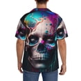 thumbnail image 6 of Picia Modern Abstract Colorful Skull B Men's Linen Shirts Short Sleeve Cuban Beach Shirts Casual Shirts Button Down Shirt for Men Beach Summer Wedding Shirt-Large, 6 of 7