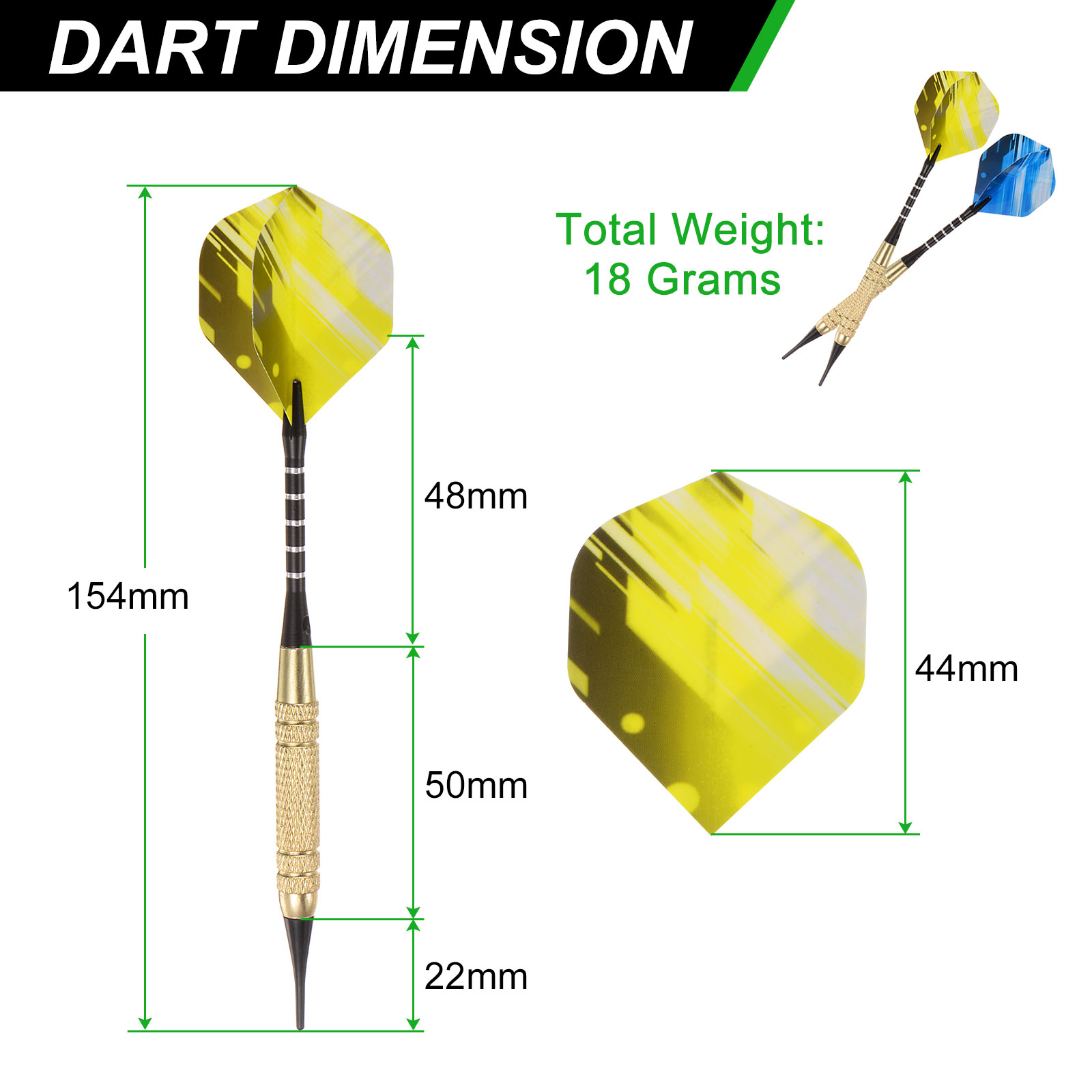Soft Tip Darts Set- 12Pcs Plastic Tip Darts 100 Extra Dart Tips 18 Dart Flights with Dart Case