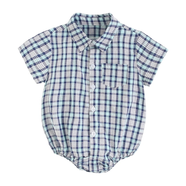 Gibobby Mameluco para niño con estampado de manga corta para niños y niñas, ropa de verano para recién nacidos(Azul, 6-12 Meses)
