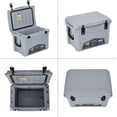thumbnail image 2 of Grey Premium Rotomolded Camping Cooler – 5-Day Ice Retention, Heavy-Duty Portable Cooler with Fish Ruler, Cup Holders & Drain Plug – Ideal for Outdoor, Fishing, Beach, Picnics & Tailgating (20 Quart), 2 of 7