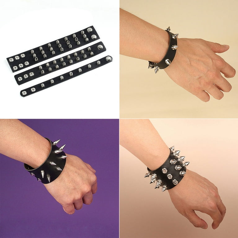 5pcs/Set Punk Leaf Star Leather Wrap Braided Wristband Bracelets Cuff  Bangle Men