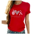 thumbnail image 2 of Luxalzxs Peace Love Cure Pink Ribbon Breast Cancer Awareness T-Shirt for Women Short Sleeve Crew Neck Leopard Cancer Fighter Tees Tops, 2 of 5