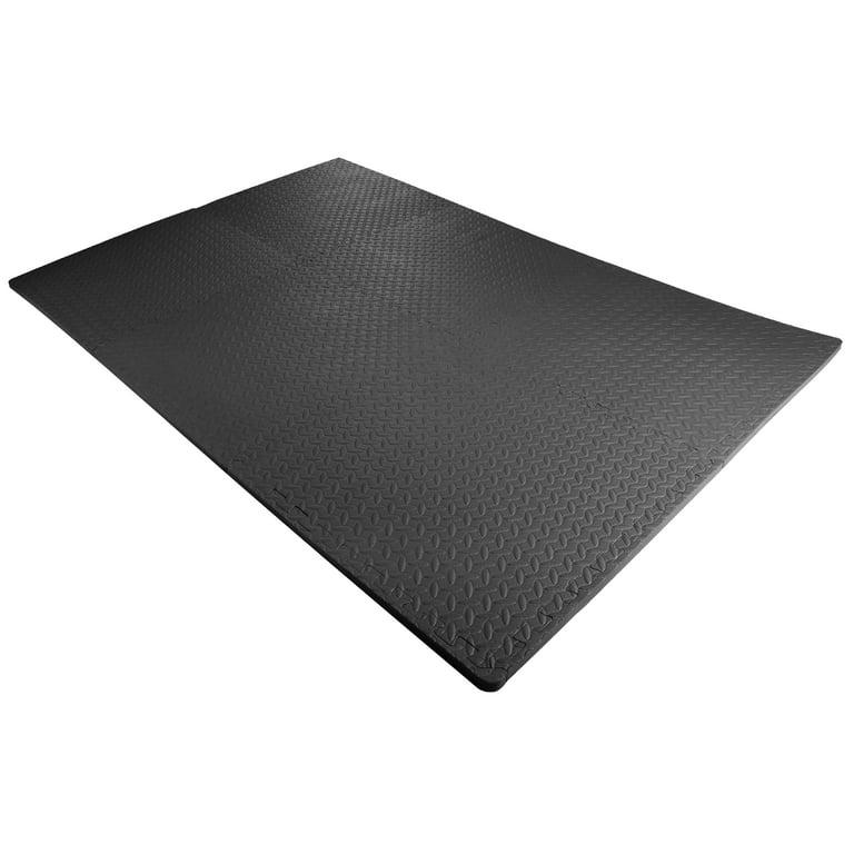Everyday Essentials 3/4 inch Thick Flooring Puzzle Exercise Mat with High Quality Eva Foam Interlocking tiles, 6 Piece, 24 Sq ft, Black
