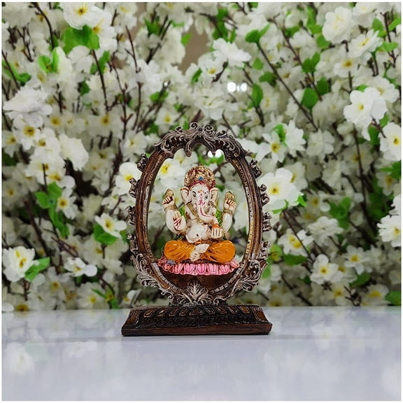 Lord Ganesha Statue in Marble Dust Ganesha Figurine Hindu God Statue Gift for New Beginning Ganpati Murti Indian Idols Ganesh Sculpture Vinayaka Statue for Car Dash Board Temple - AtoZ India Cart