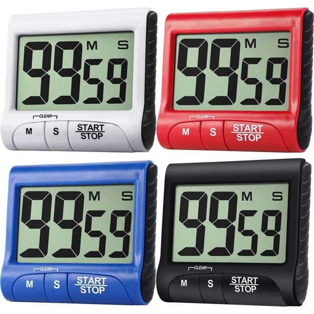 Temporizador electrónico para cocinar, interruptor silencioso y ruidoso, soporte retráctil, temporizador digital, diseño simple y elegante con pantalla LCD grande para múltiples formas de instalación