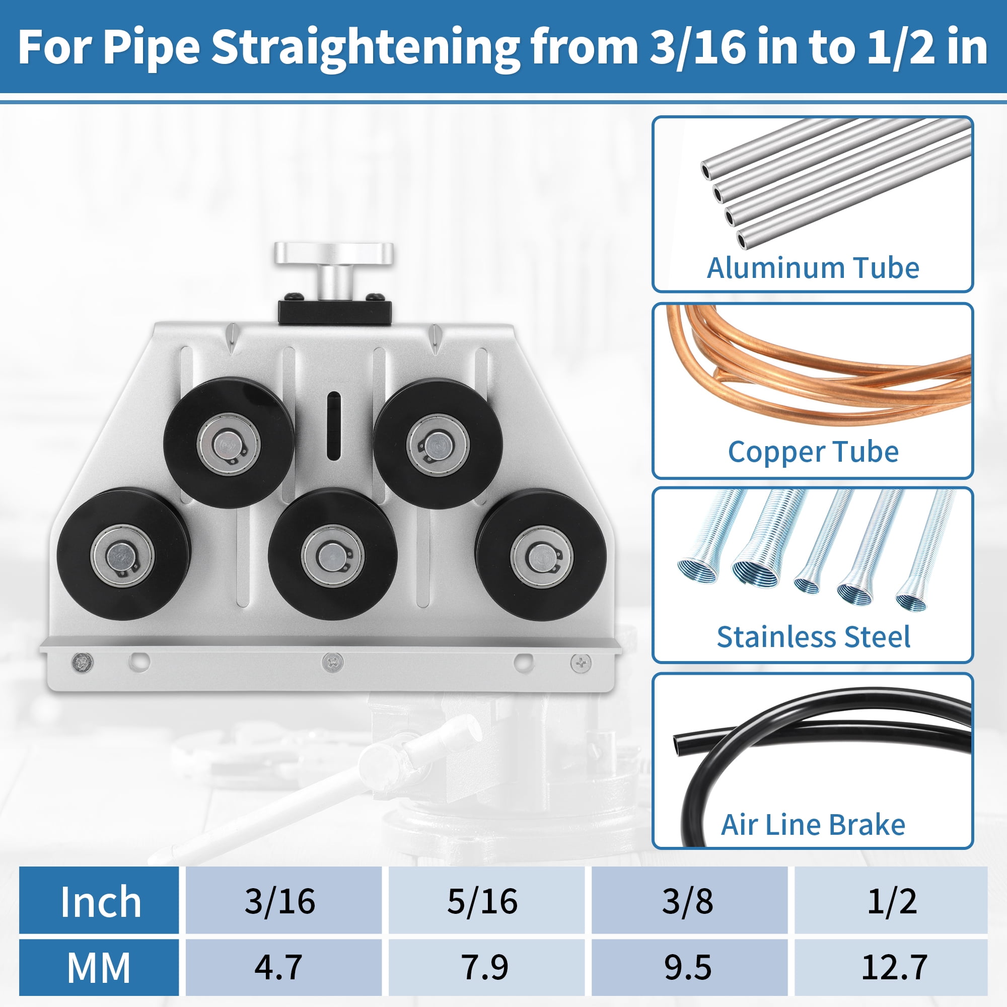 Unique Bargains Tubing Straightener for 3/16" to 1/2" Inch O.D. Brake Line Tool