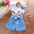 thumbnail image 3 of Yammkia Baby Clothes For Girls Baby Girl Summer Clothes Sleeveless Floral Top Ribbed Shorts Boho Outfit Set for 6-7 Years,Blue, 3 of 4
