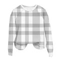 thumbnail image 6 of Women's Lightweight Sweatshirts Plaid Checkered Print Crewneck Pullover Long Sleeve Loose Christmas Casual Tops (M, Gray), 6 of 7