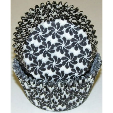 White and Black Pinwheel Pattern Cupcake Liners - Baking Cups -50pack