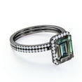 thumbnail image 3 of JeenMata Halo 1.5 Carat Emerald Cut Lab Created Alexandrite and Moissanite Pave Matching Wedding Ring Set in 18k Black Gold over Silver, 3 of 4