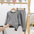 thumbnail image 2 of Children's Striped Round Neck Long Sleeve Top Elastic Waist Pants Mid Size Home Suit Lounge Set, 2 of 4