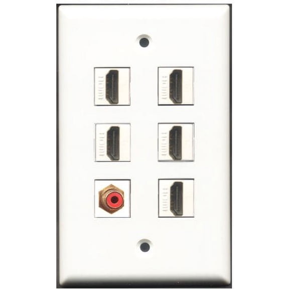 RiteAV - 5 Port HDMI 1 RCA Red Wall Plate