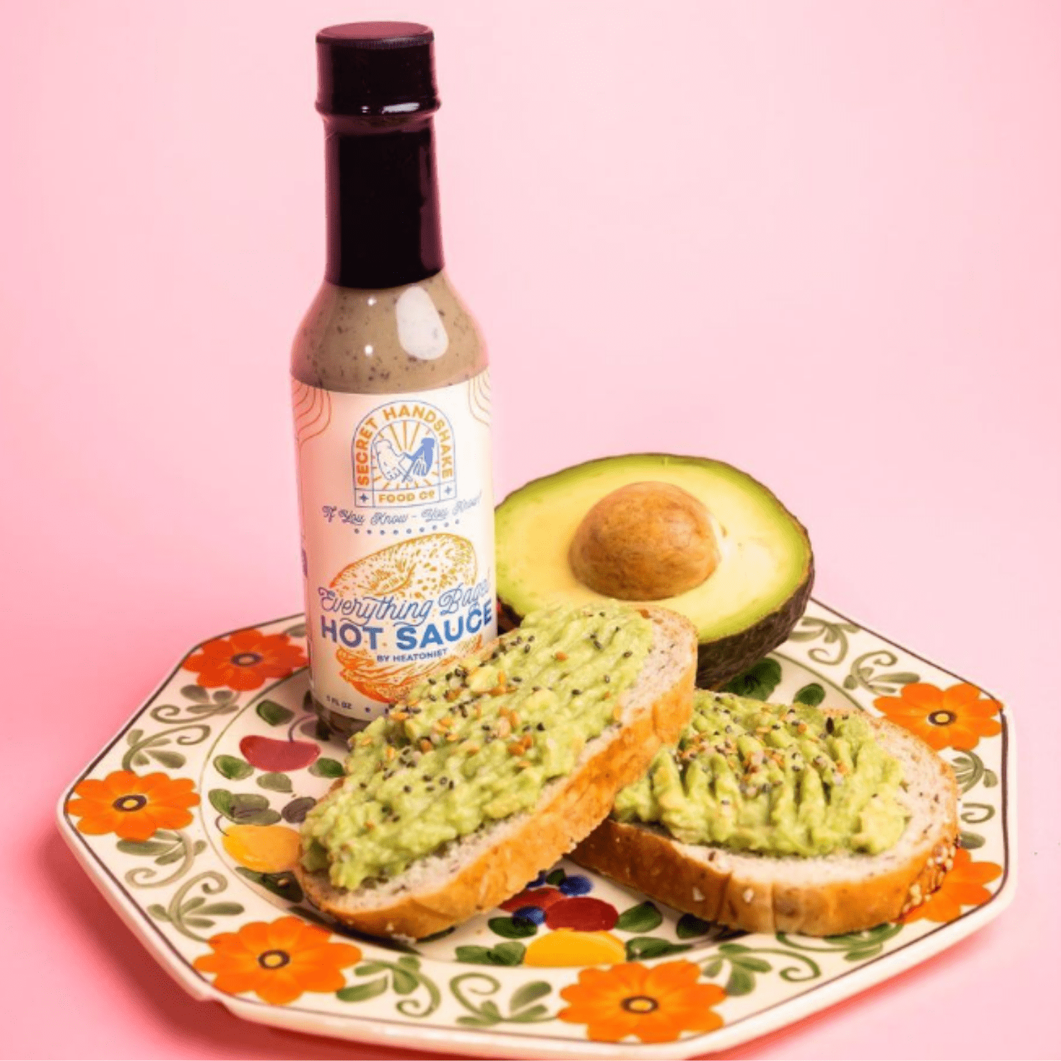 Everything Bagel Sauce by Secret Handshake Food Co., Mild Heat Hot Sauce With Flavors of Scorpion Pepper Powder, Sesame Seeds & Turmeric, Made With All Natural Ingredients, 5 fl oz Bottle (2-Pack)