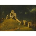 thumbnail image 2 of John Inigo Richards 18x14 Gold Ornate Wood Frame and Double Matted Museum Art Print Titled - Corfe Castle, Dorset (1764), 2 of 4