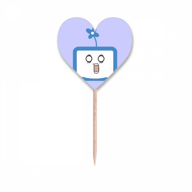 Clover Surpris Petit TV Visage Dessin Animé Cure-Dent Drapeaux Coeur Lable Cupcake Pics