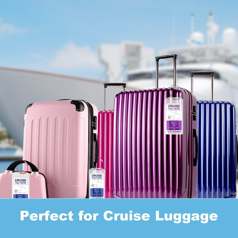 Rumbeast 12Pcs Colored Steel Loops Cruise Luggage Tags Holder with Zip Seal, 7.24'' * 3.54'' Waterproof Clear Luggage Tags for Cruise Ship, Cruise Rumbeast 12Pcs Colored Steel Loops Cruise Luggage Tags Holder with Zip Seal, 7.24'' * 3.54'' Waterproof Clear Luggage Tags for Cruise Ship, Cruise